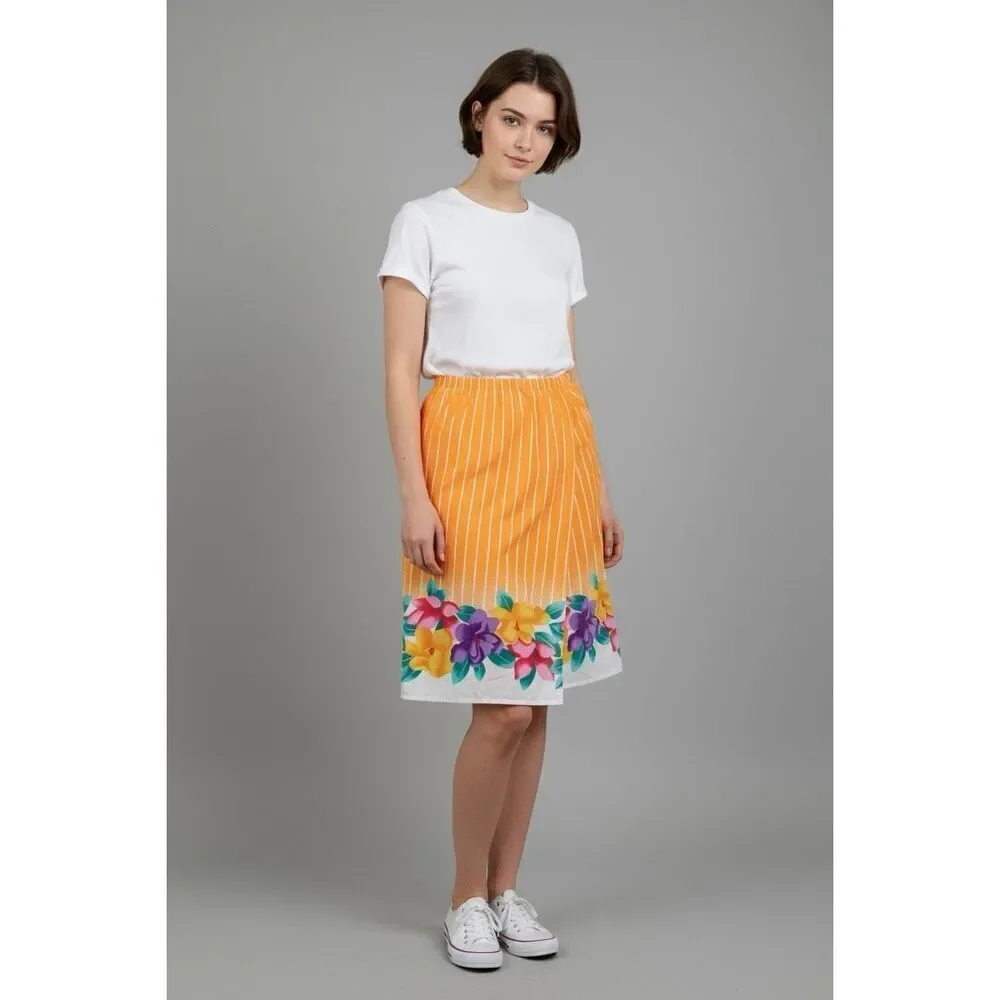 Vintage Floral Fiesta Wrap Skirt Sateen Sz M